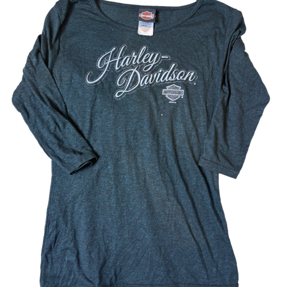 Harley-Davidson Blue Gray 3/4 Sleeve Relaxed Tee